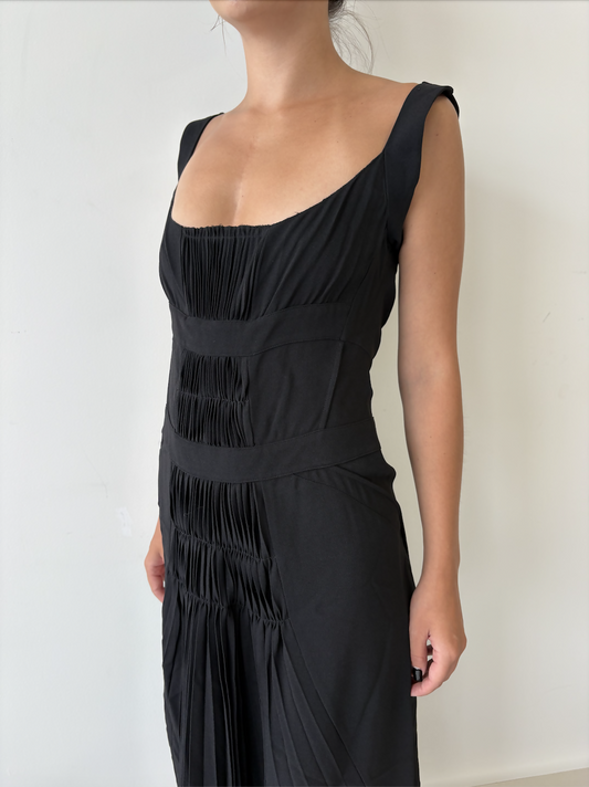 Prada - Black evening dress with pleated feature