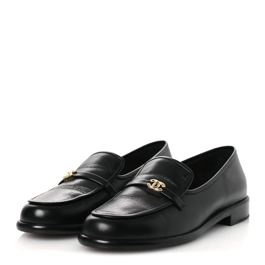 Chanel Shiny Calfskin CC Moccasins