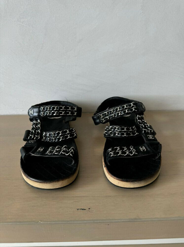 Chanel Silver Chain Sandals
