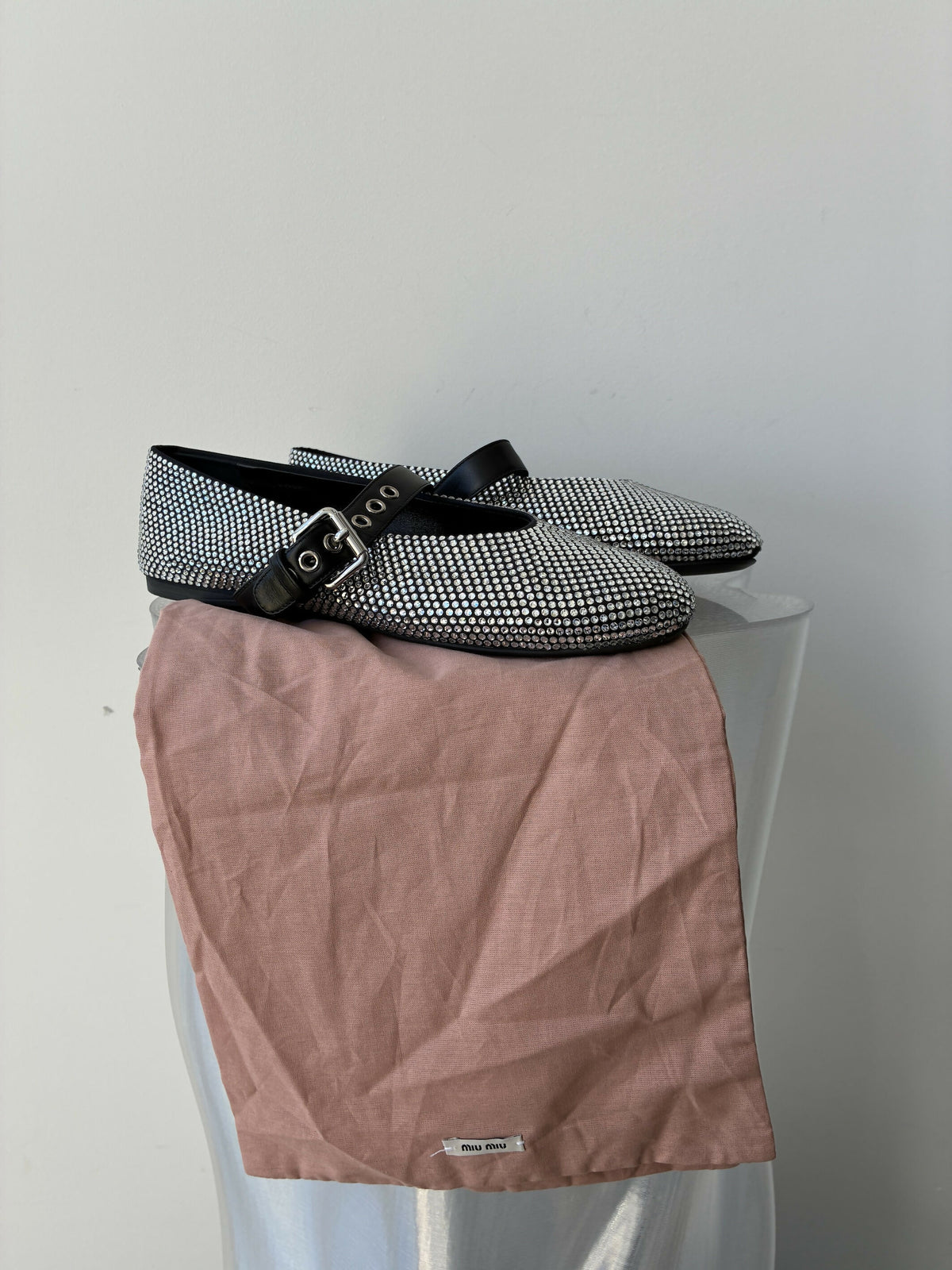 Miu Miu Crystal Studded Ballerina Flats
