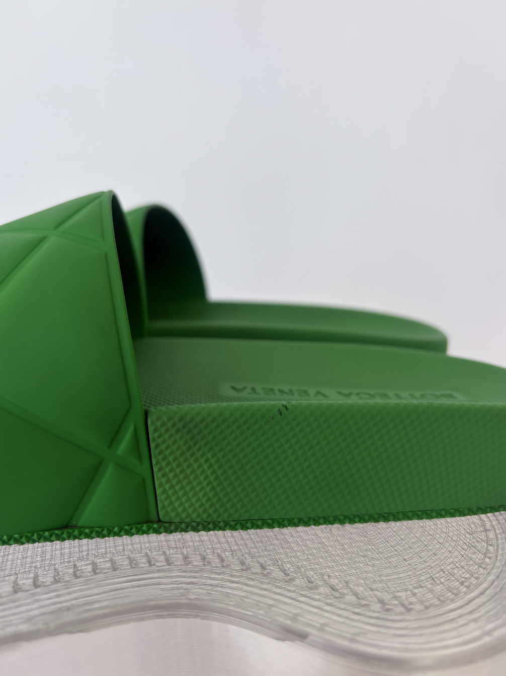 Bottega Veneta Green Rubber Pool Slides