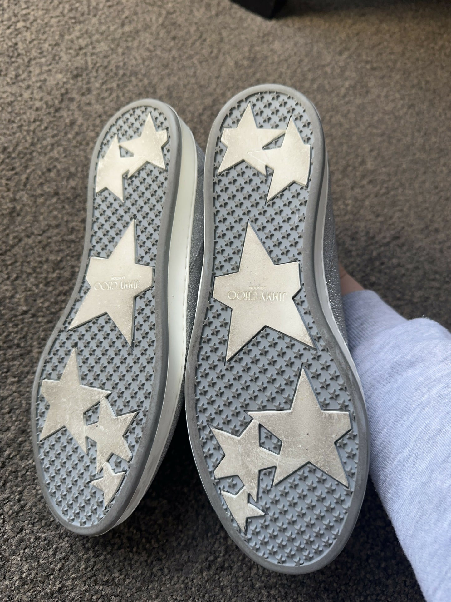 Jimmy Choo Silver Glitter Sneakers