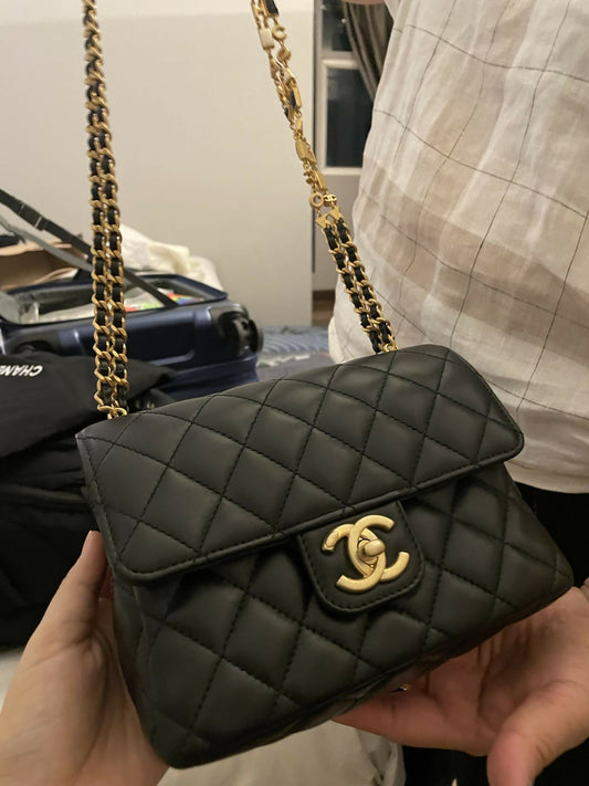 Chanel Black Lambskin Small Classic Flap Bag 2022