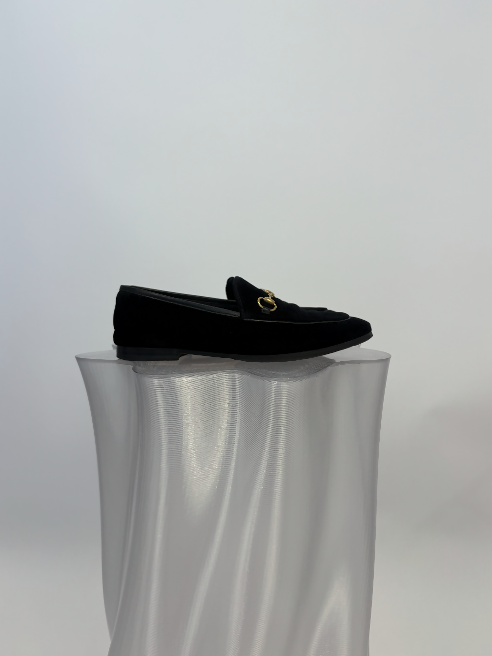 Gucci “Jordaan” Velvet Loafers in Black with Gold Hardware - FULL SET