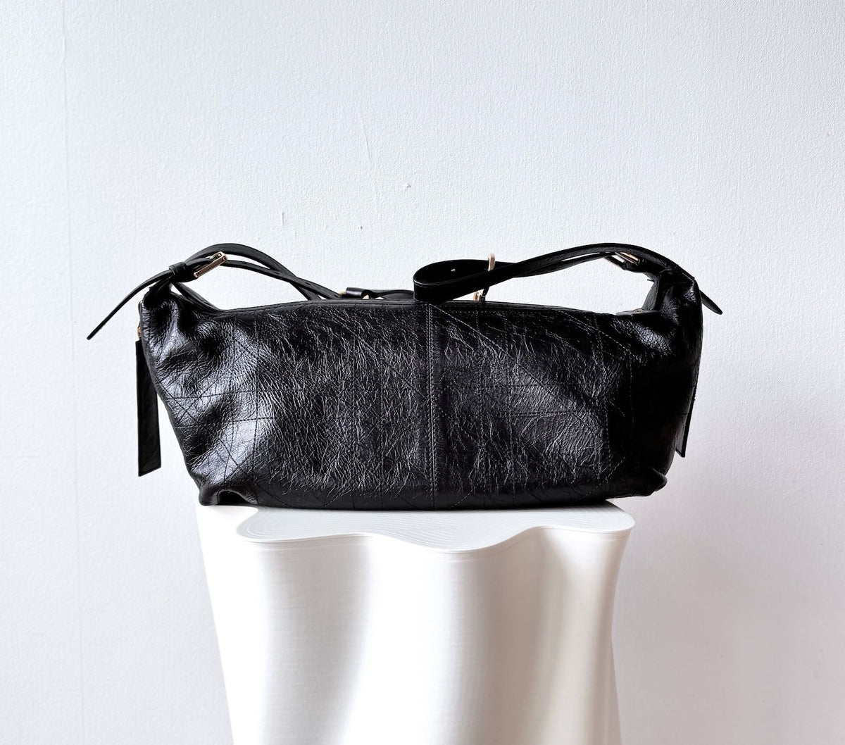 Dior Medium D-Journey Bag Crinkled calfskin Black