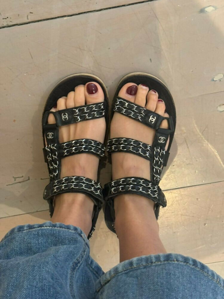 Chanel Silver Chain Sandals