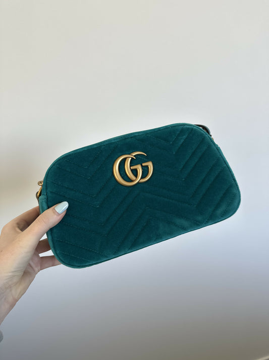 Gucci Teal Velvet Marmont Bag