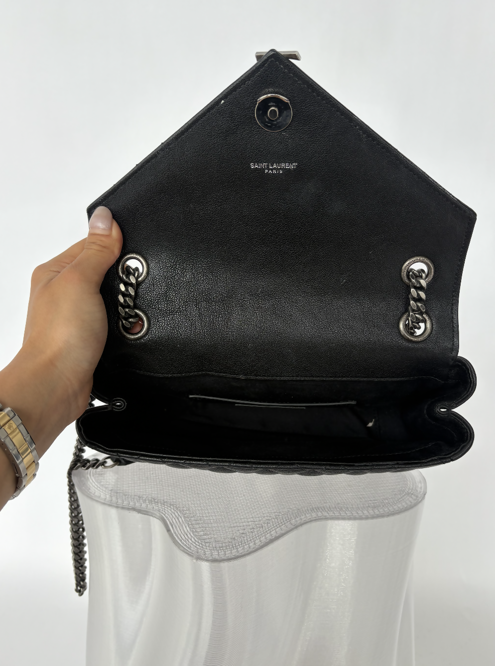 Yves Saint Laurent Medium Envelope Bag in Black Quilted Leather