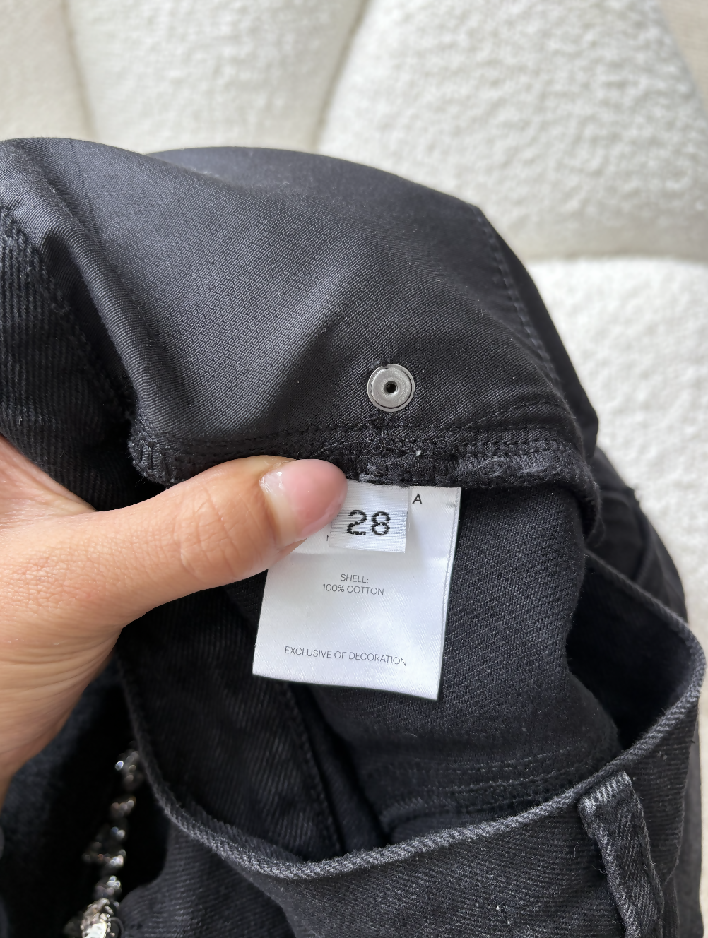 Area Crystal Slit Jeans in Black Denim