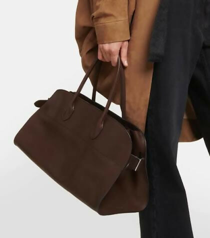 The Row East-West Margaux Dark Brown Leather Bag