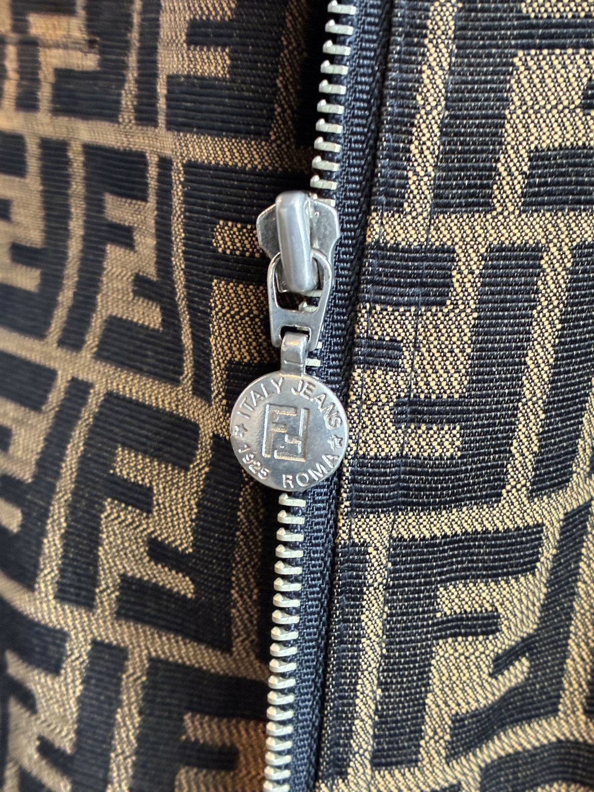 Fendi Vintage Brown Zucca Monogram Zip-up Jacket