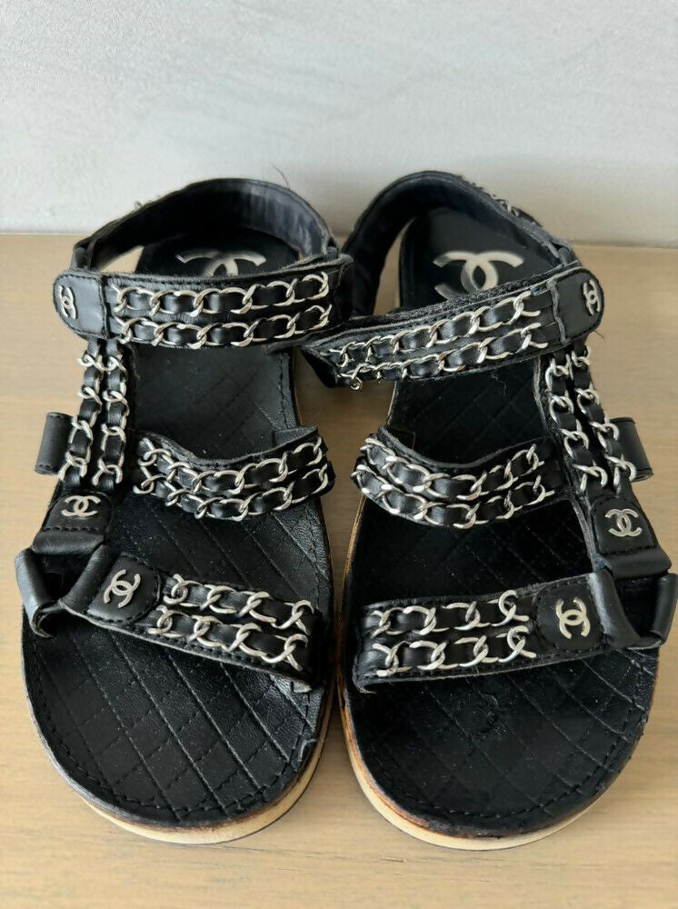 Chanel Silver Chain Sandals