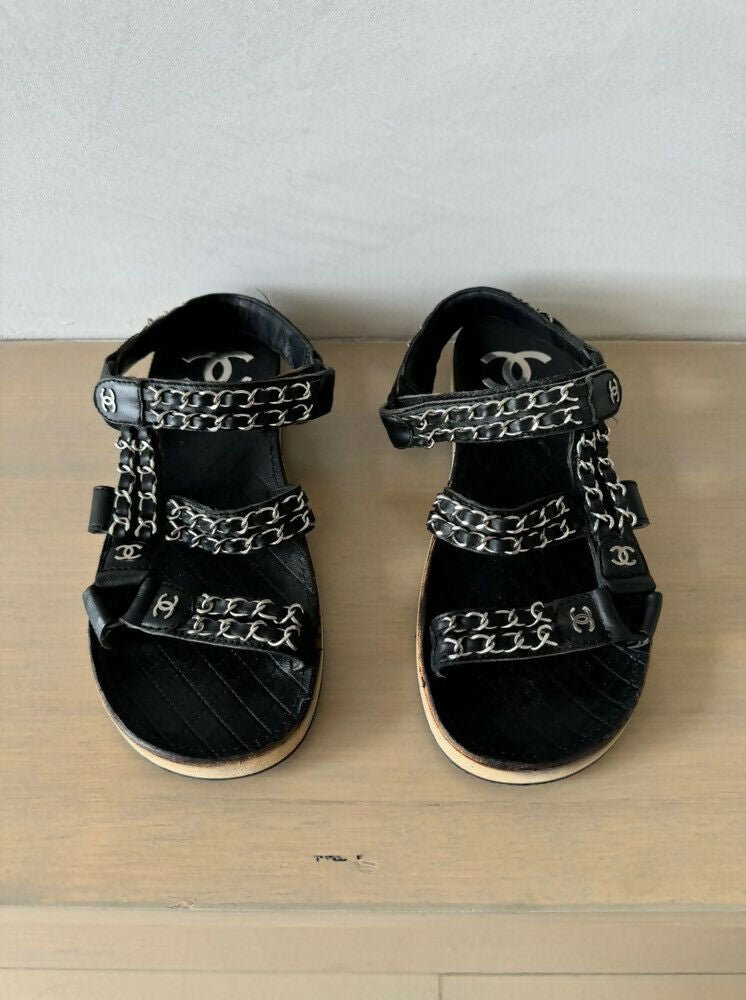 Chanel Silver Chain Sandals