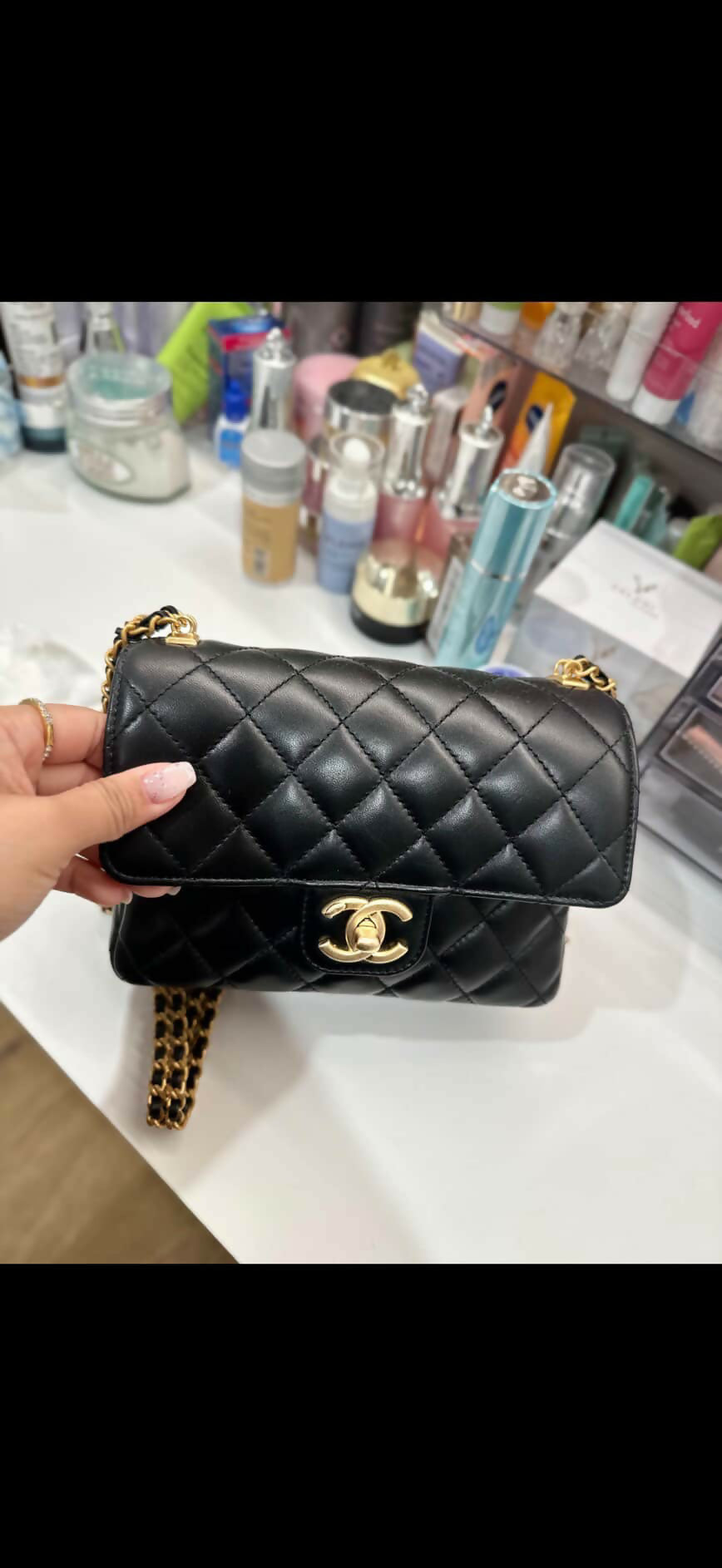 Chanel Black Lambskin Small Classic Flap Bag 2022