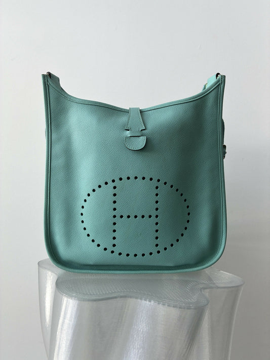Hermès Evelyne PM 29 Bag, Blue Atoll Leather