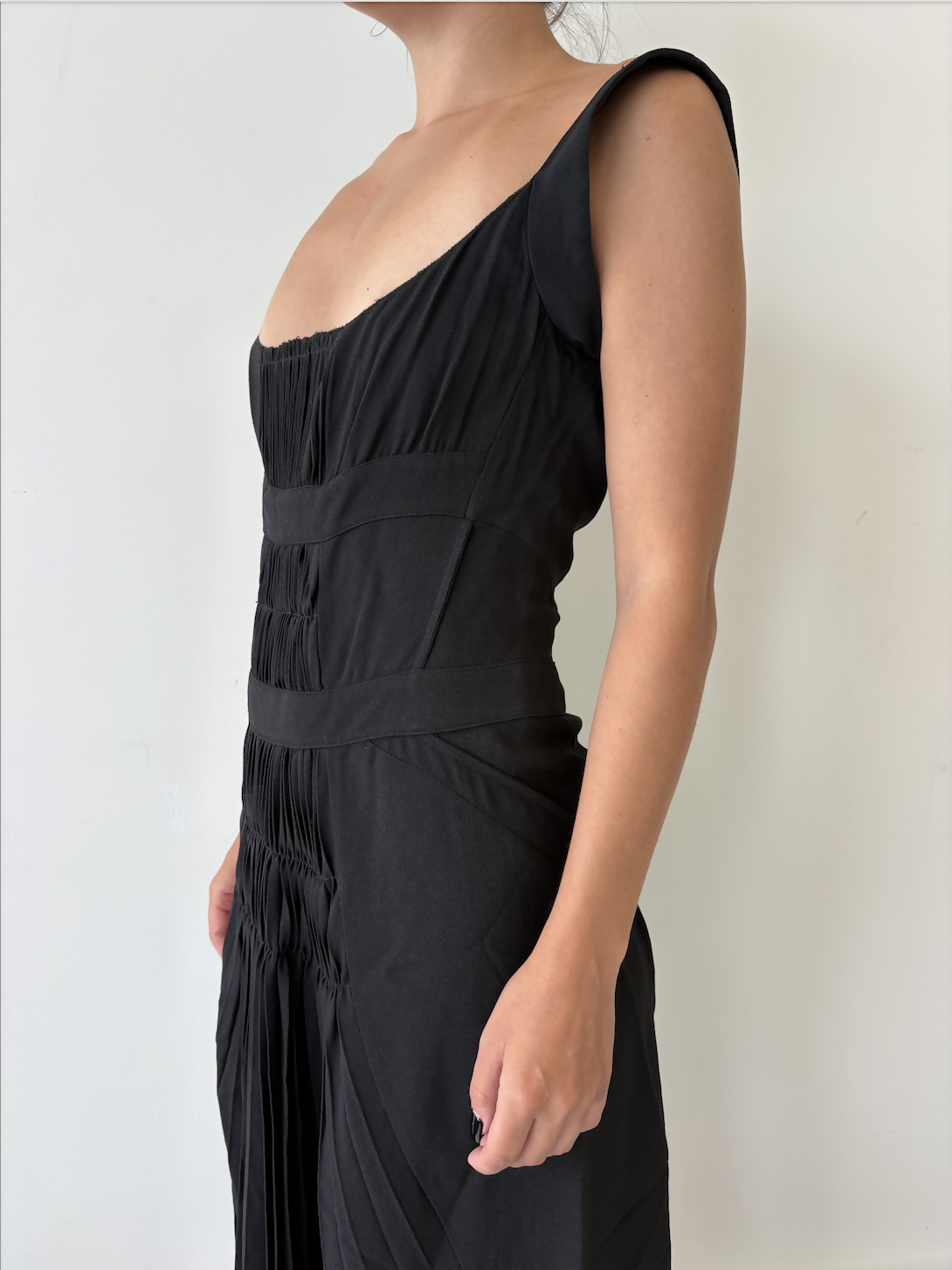 Prada - Black evening dress with pleated feature