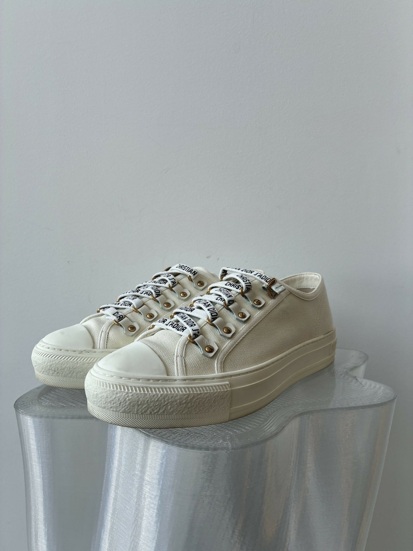 Dior White Canvas Walk'n'Dior Low Top Sneakers - FULL SET