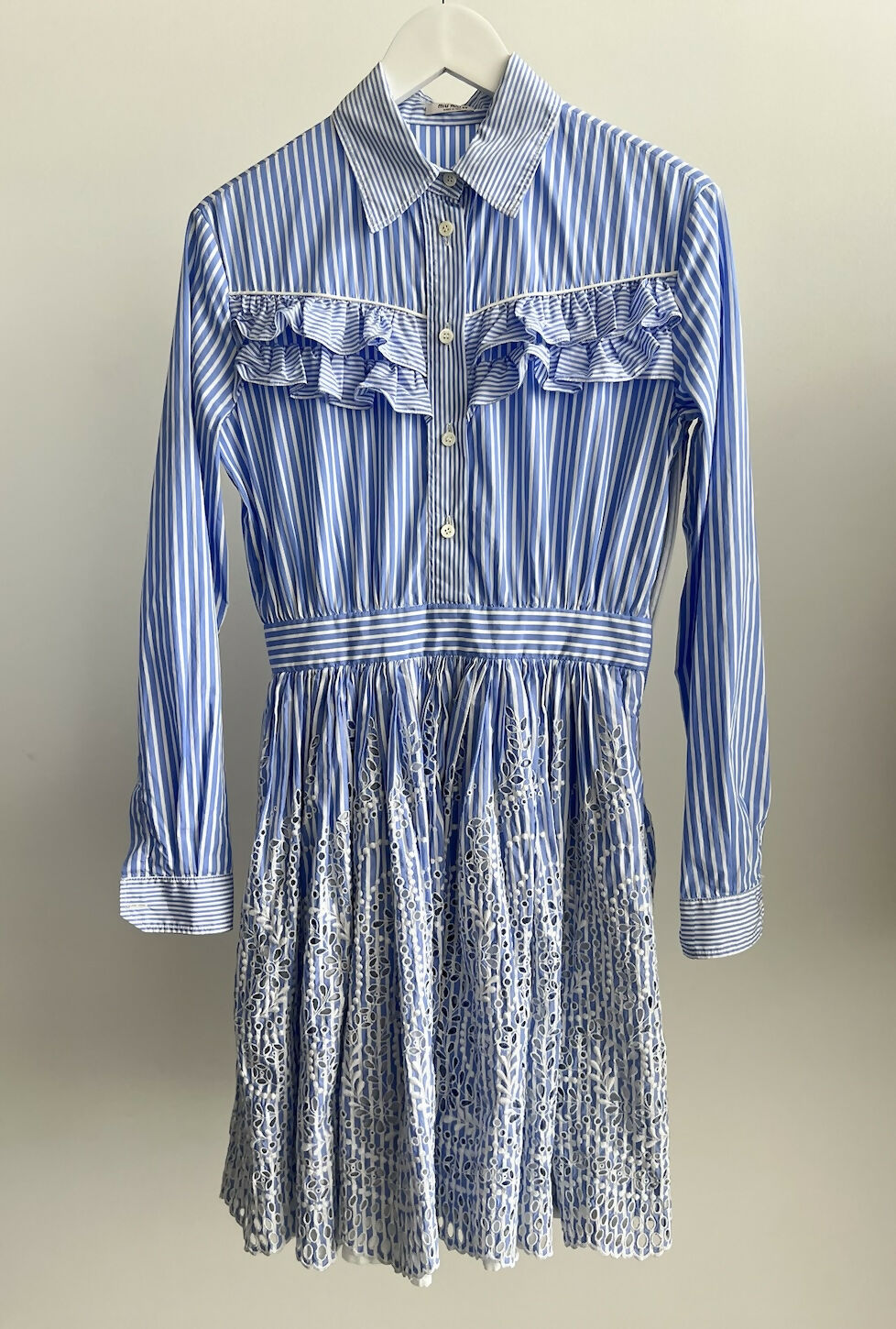 Miu Miu - Long sleeve blue and whites stripped summer dress