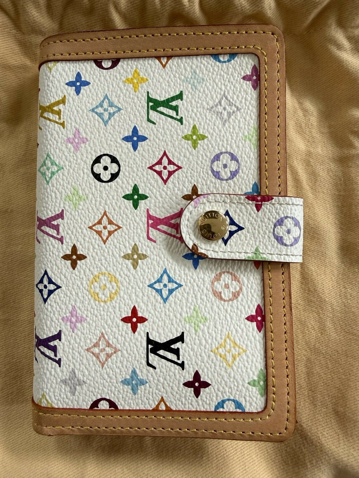 Louis Vuitton Takashi Murakami White Multicolore Wallet Card Holder Coin Purse