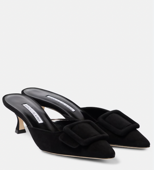 Manolo Blahnik Maysale 50 in Black Suede - FULL SET