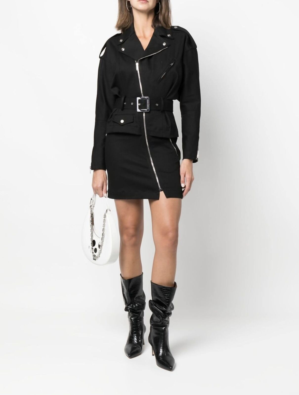 Alexandre Vauthier belted biker mini dress 100% leather