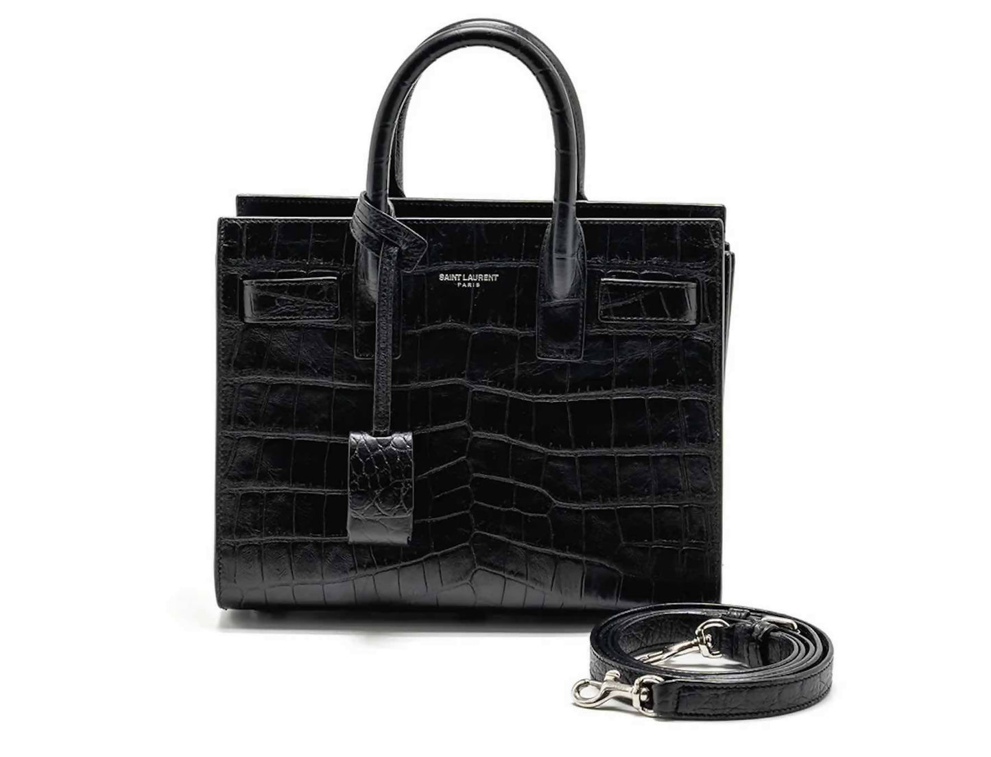 Saint Laurent Nano Sac De jour croc embossed calfskin black
