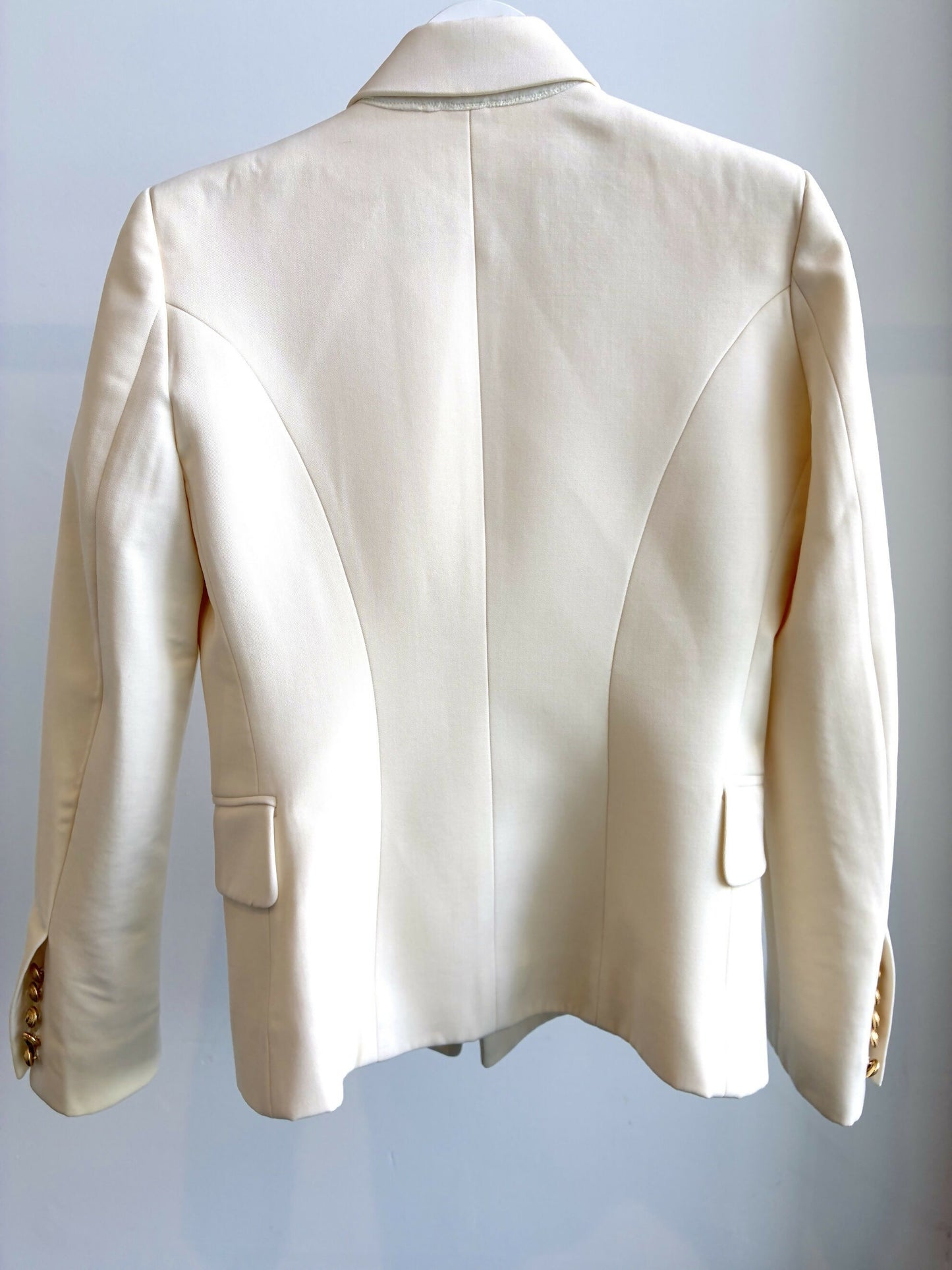 Balmain Cream Wool Double Breasted Blazer