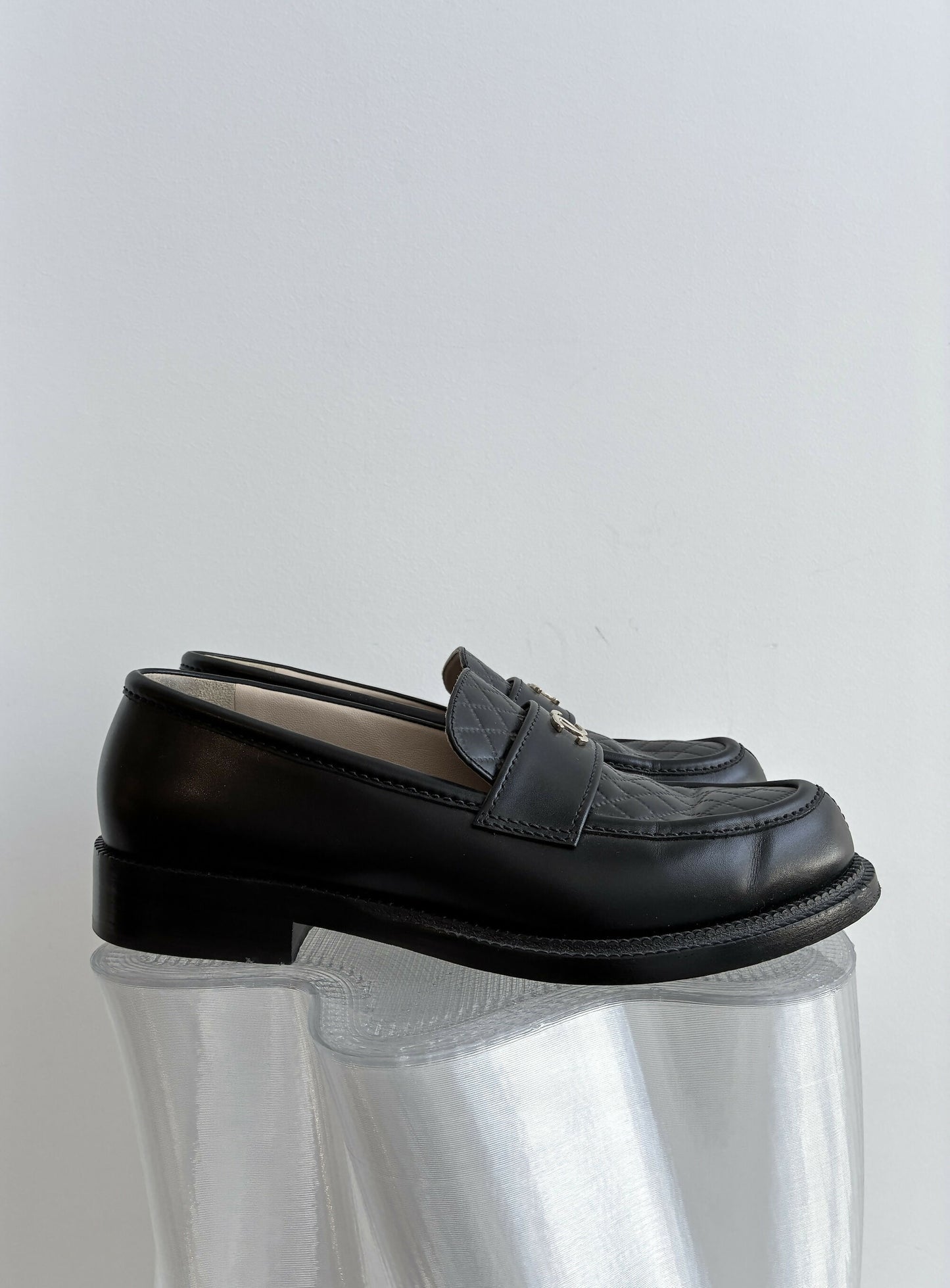 Chanel Black Quilted Leather Loafers - FULL SET