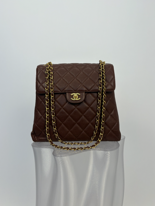 Chanel Double Face Duo Trapeze Timeless Bag in Brown Caviar Leather
