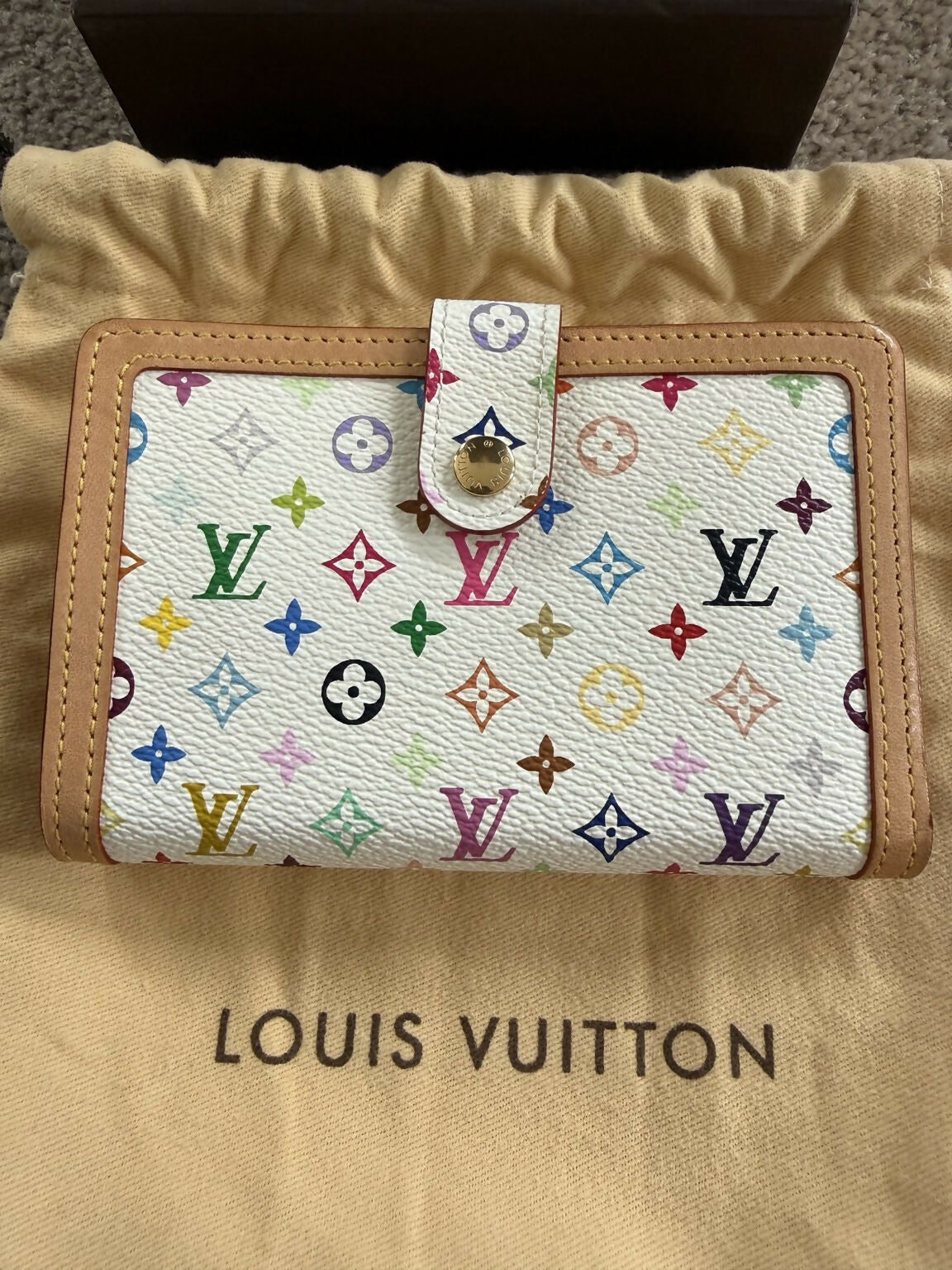 Louis Vuitton Takashi Murakami White Multicolore Wallet Card Holder Coin Purse