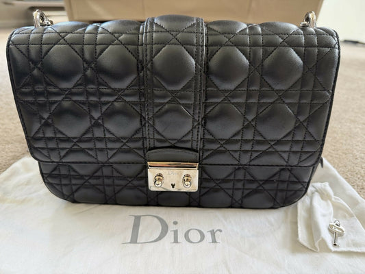 Christian Dior New Lock Medium Shoulder Bag – Black Cannage Lambskin