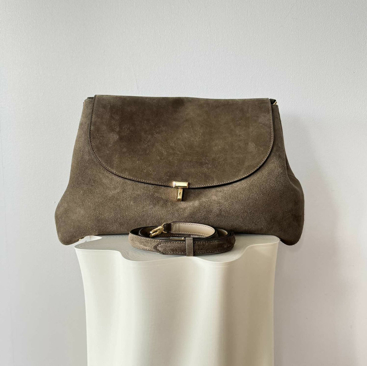 Toteme T-Lock Suede Shoulder Bag