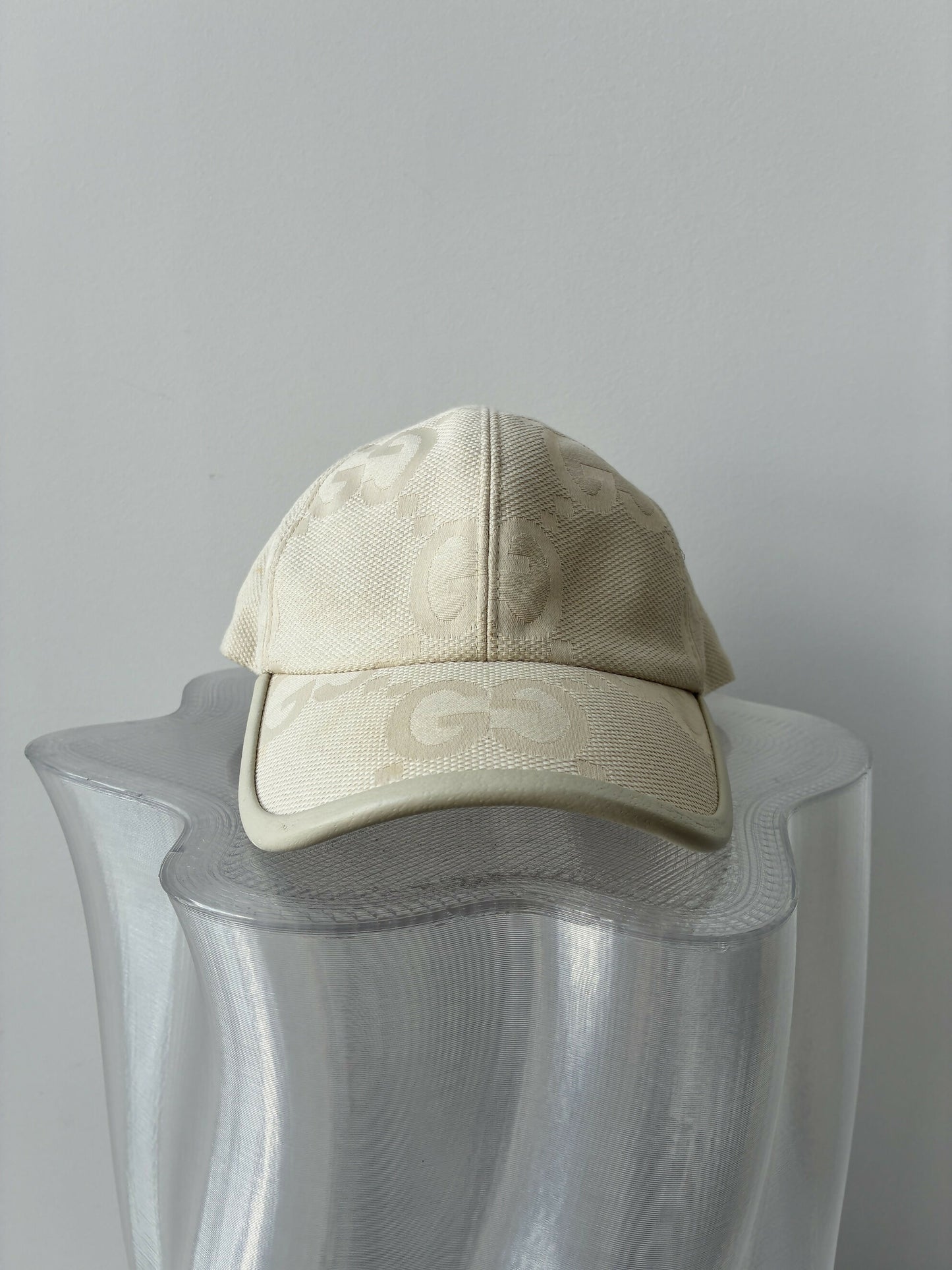 Gucci Jumbo GG Cream Canvas Baseball Cap
