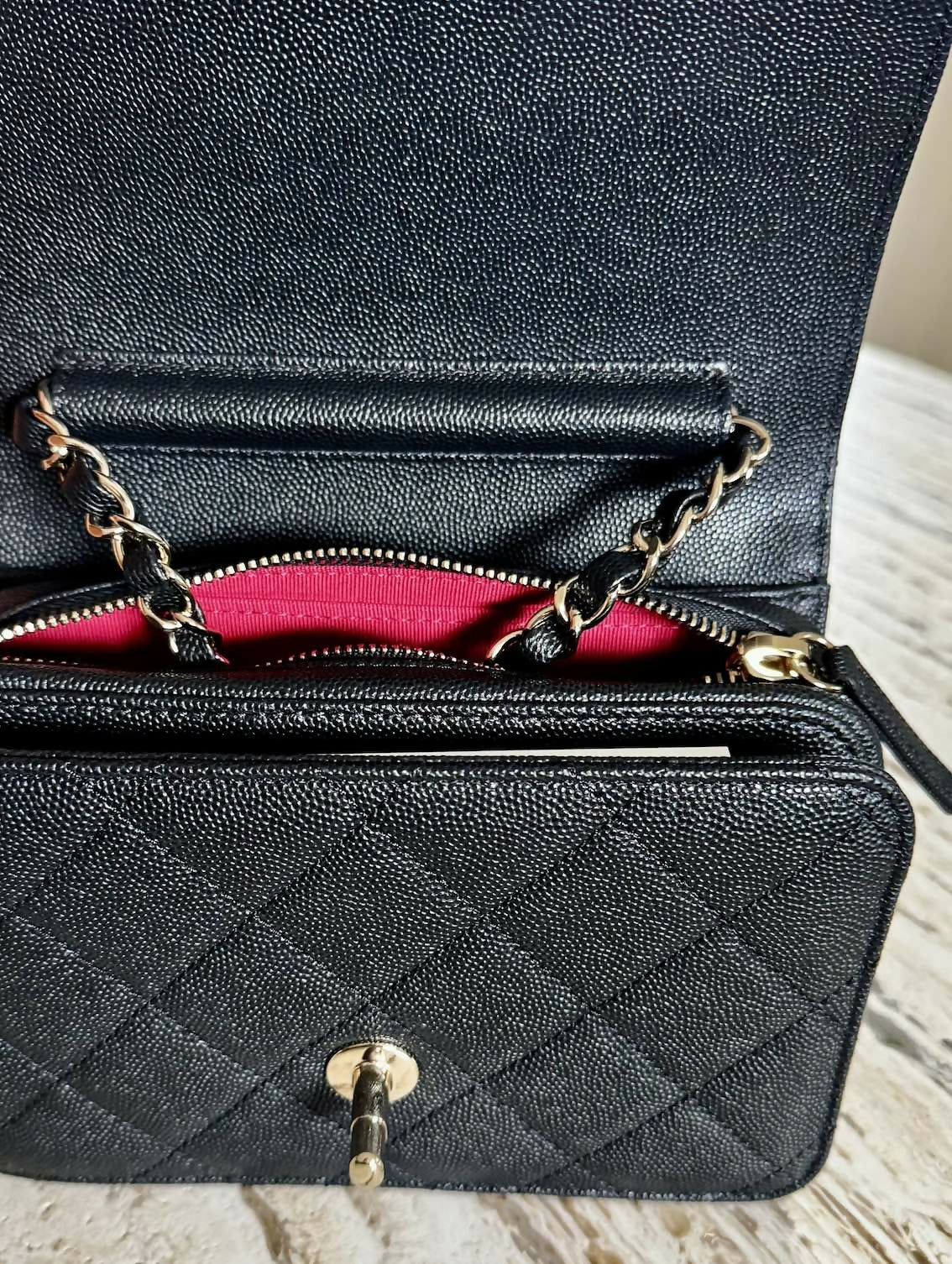 Chanel 22C Caviar Zip Mini Flap Bag Black