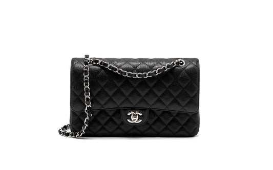 CHANEL Medium Classic Double Flap Bag Caviar Black