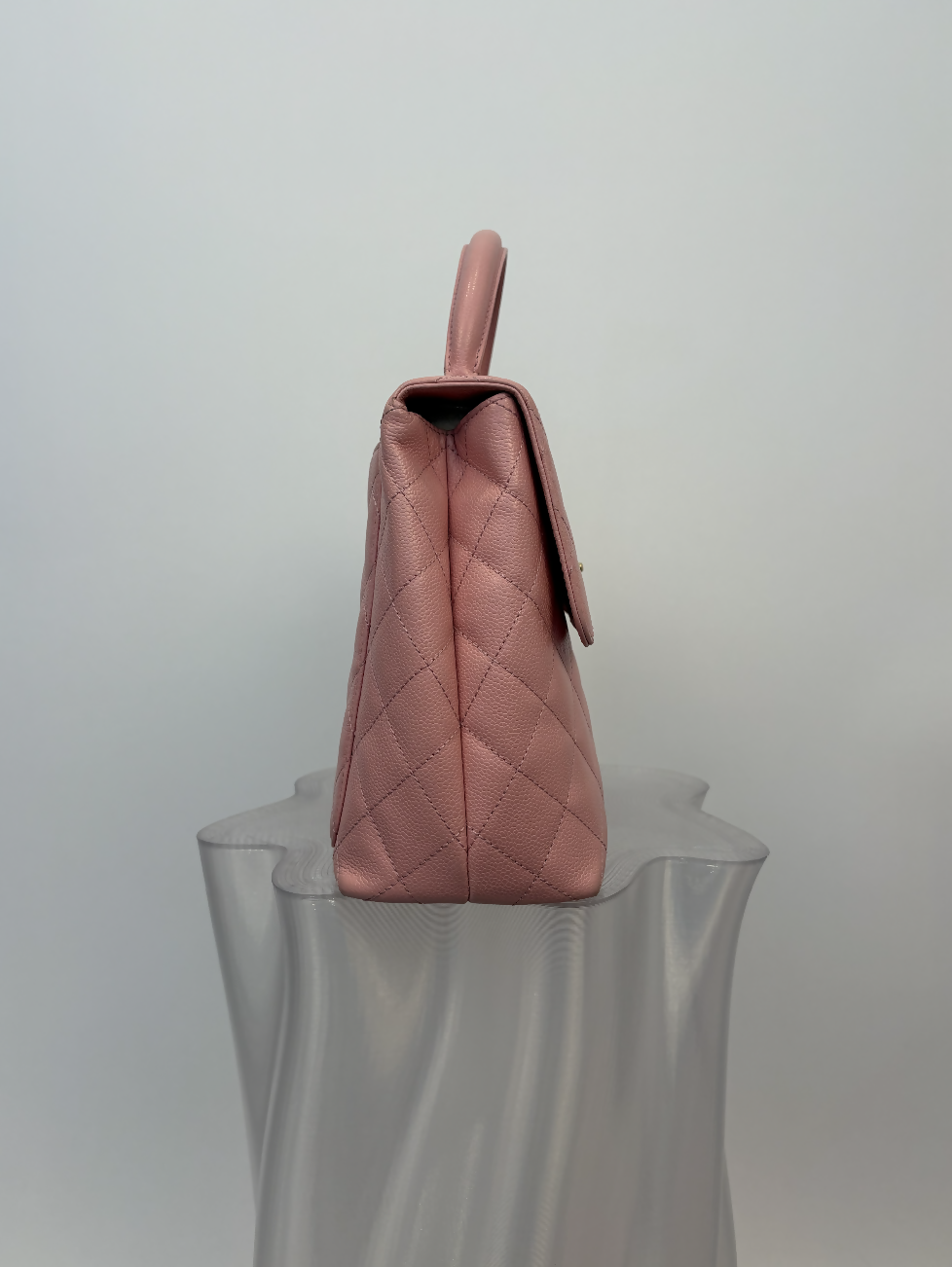 Chanel Large Kelly Flap Top Handle Bag in Pink Quilted Caviar