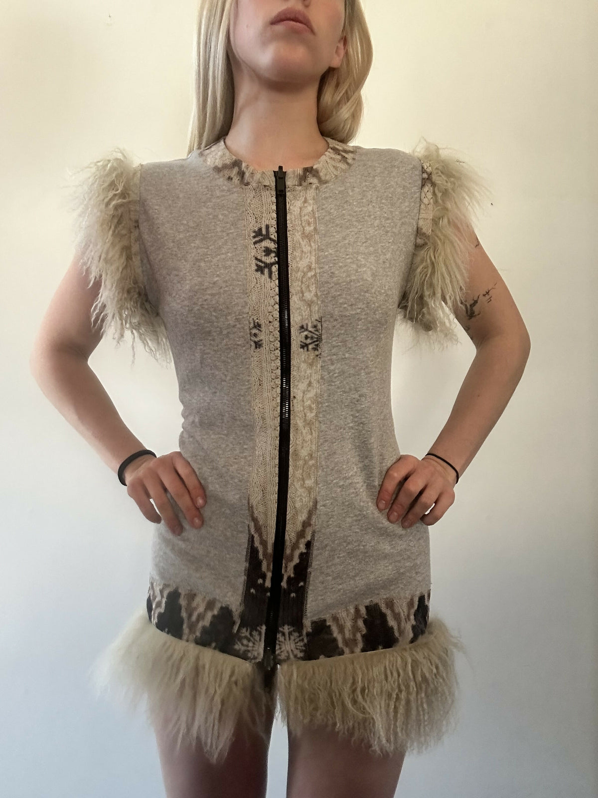 Jean Paul Gaultier mesh fur vest/dress