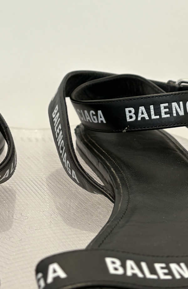 Balenciaga Strappy Black Logo Sandals