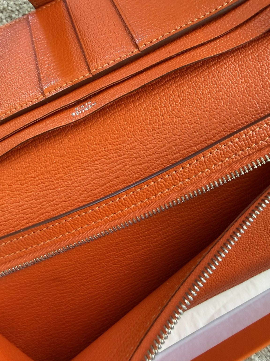 Hermès Bearn Wallet Orange Epsom Leather with Box