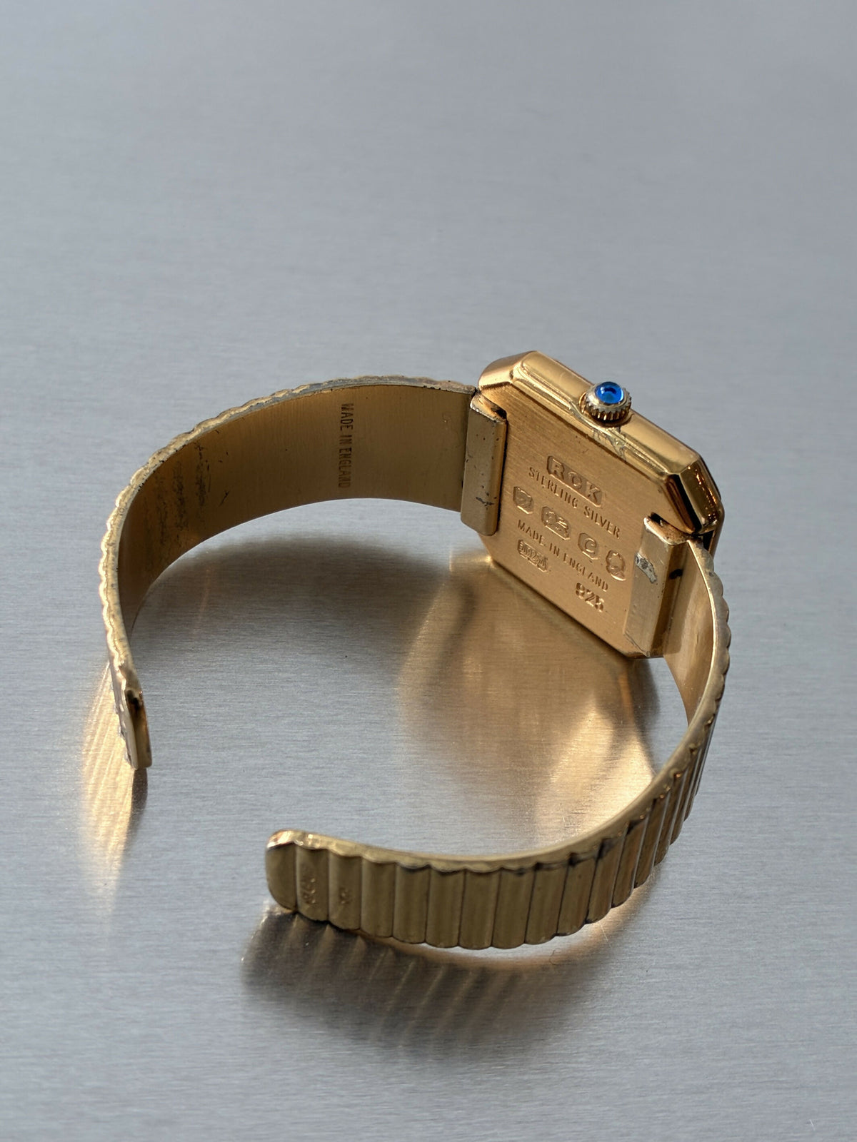 1977 Roy King Sterling Silver Gilt Tank Style Watch – Manual Wind – Silver Jubilee