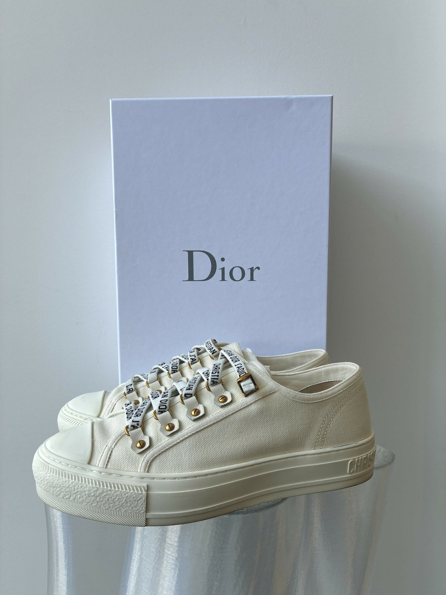 Dior White Canvas Walk'n'Dior Low Top Sneakers - FULL SET