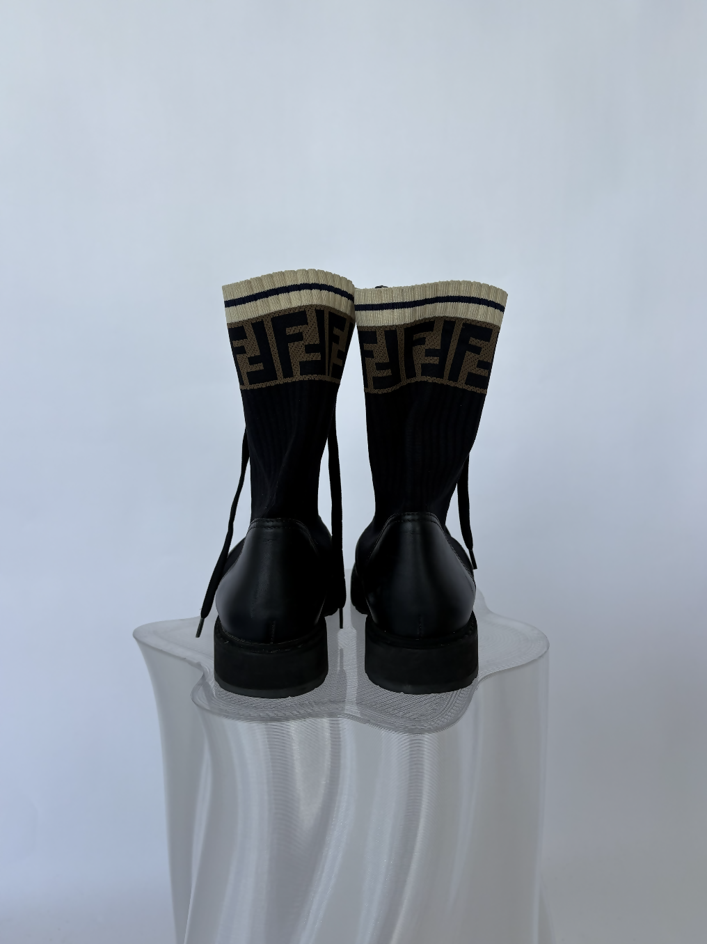 FENDI Tronchetto Knitted Combat Boots - FULL SET
