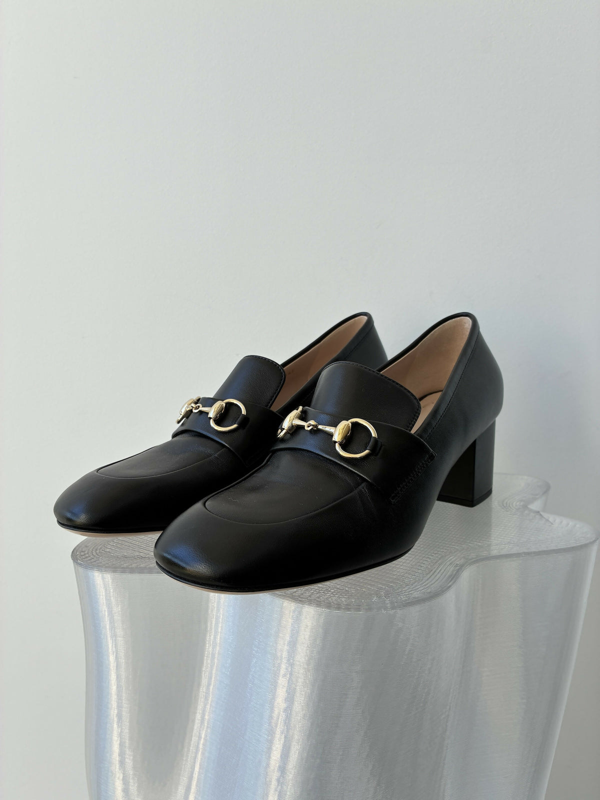 Gucci Horsebit Block 55 Heel Loafer Pumps