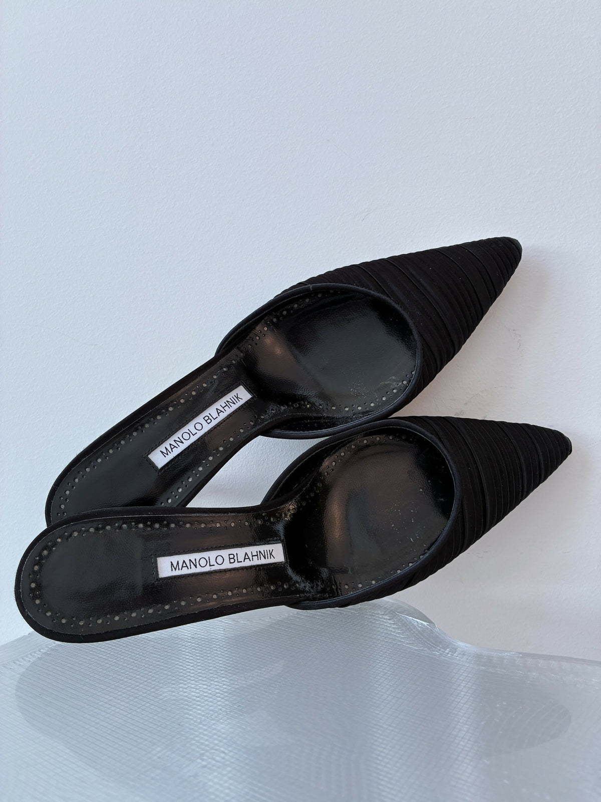 Manolo Blahnik Carolyne 50 Satin Mules - FULL SET