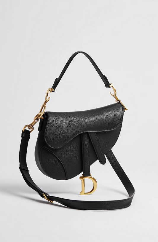 Dior Small Saddle Bag in Black Grained Calfskin - FULL SET