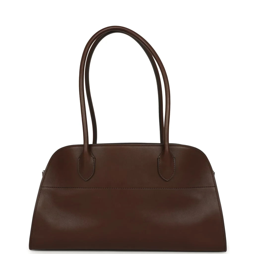 The Row East-West Margaux Dark Brown Leather Bag
