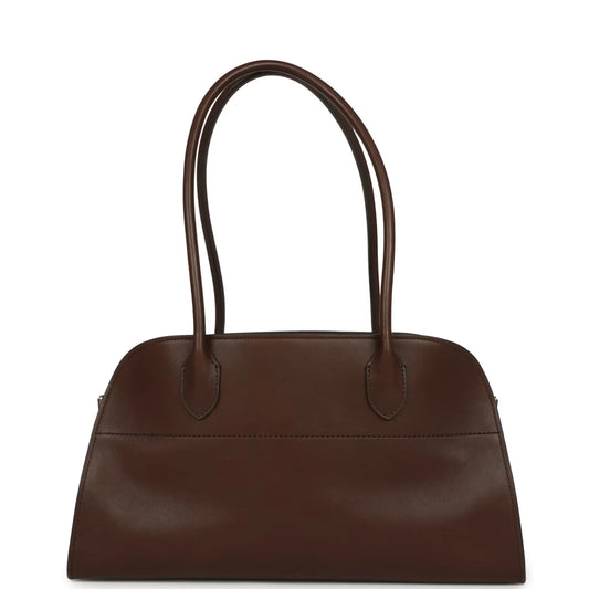 The Row East-West Margaux Dark Brown Leather Bag