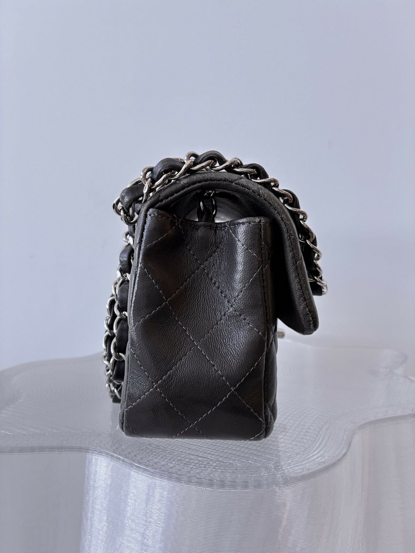 Chanel Mini Flap Bag in Dark Grey Lambskin