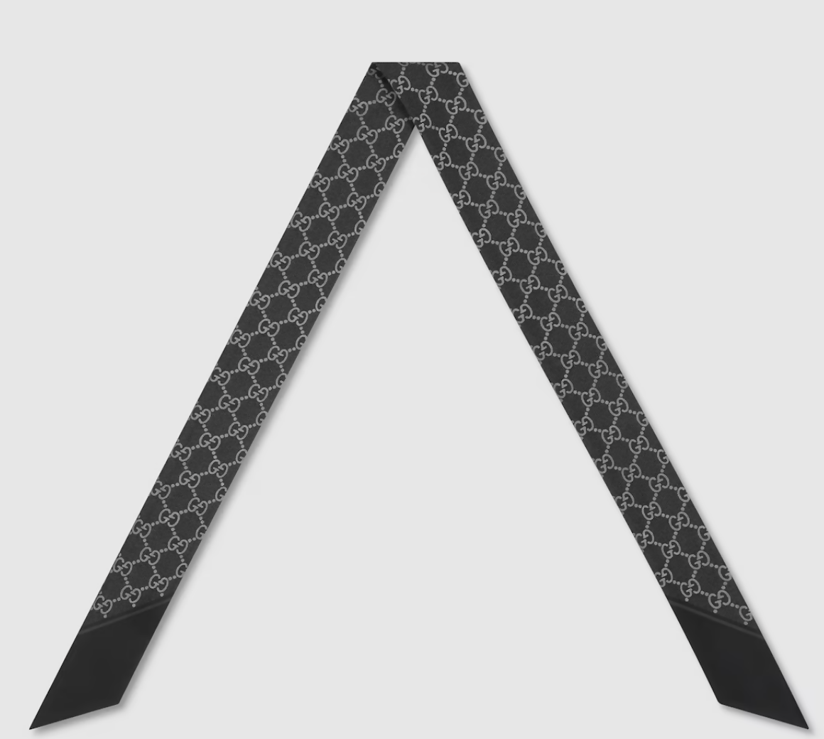 Gucci GG Monogram Black Silk Scarf