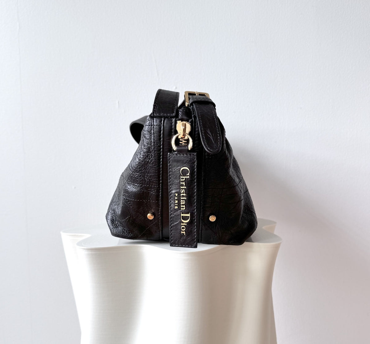 Dior Medium D-Journey Bag Crinkled calfskin Black